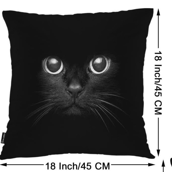 NEW Decorative Black Cat Throw Pillow Cover. - Picture 2 of 6